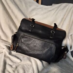 Liz Claiborne Black Shoulder Bag with Brown Trim